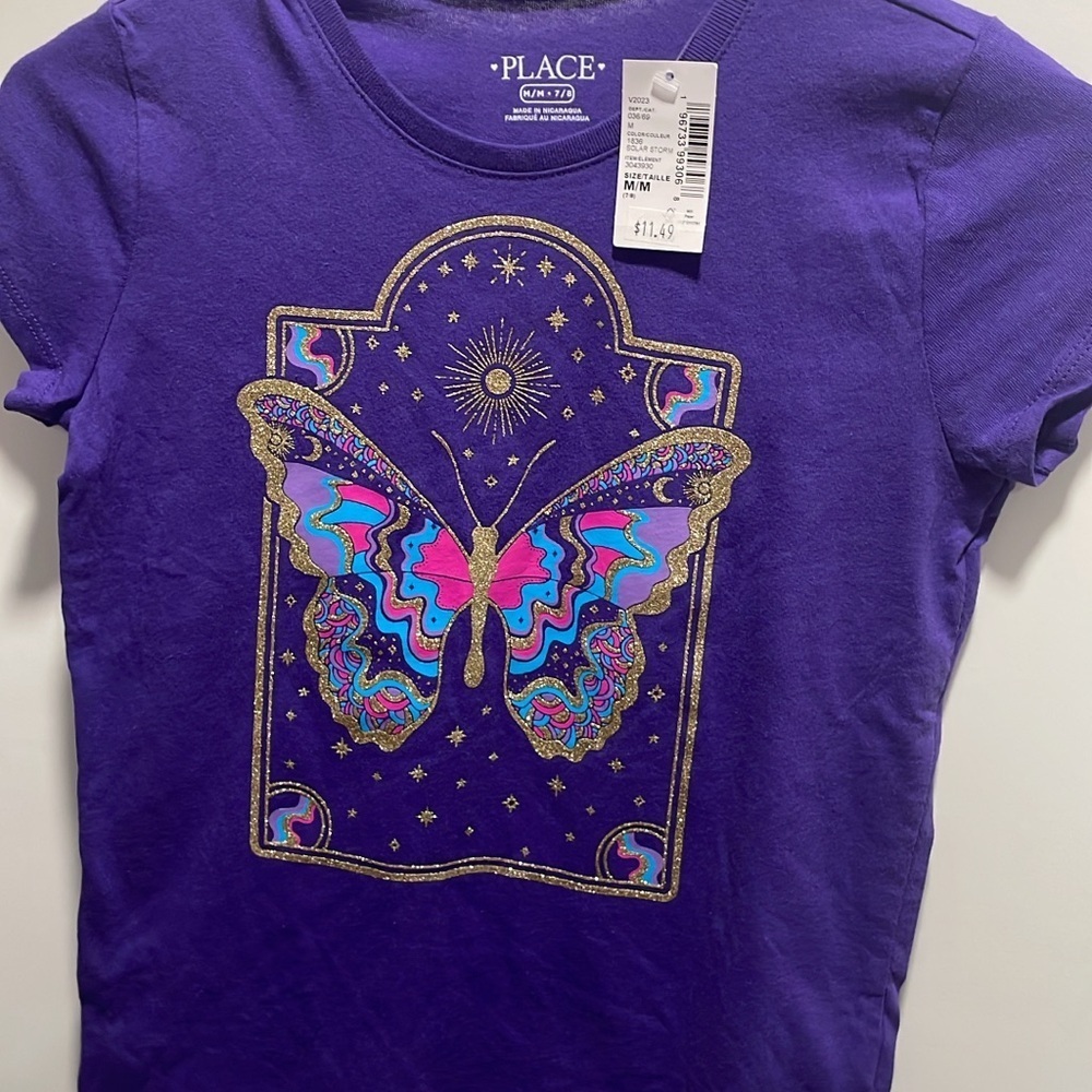 The Children's Place Purple Tee with Colorful Butterfly